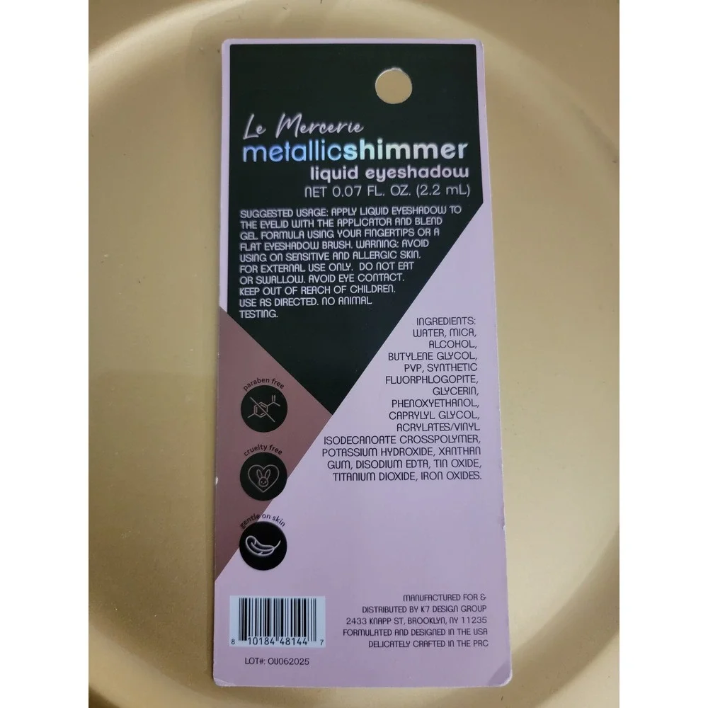 Le Mercerie Metallic Shimmer Liquid Eyeshadow Pink Purple Cream to Powder 0.07oz